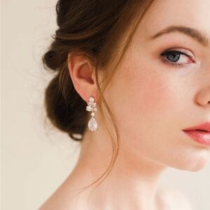 Tear Drop Earrings CZ Bridal Wedding Elegant